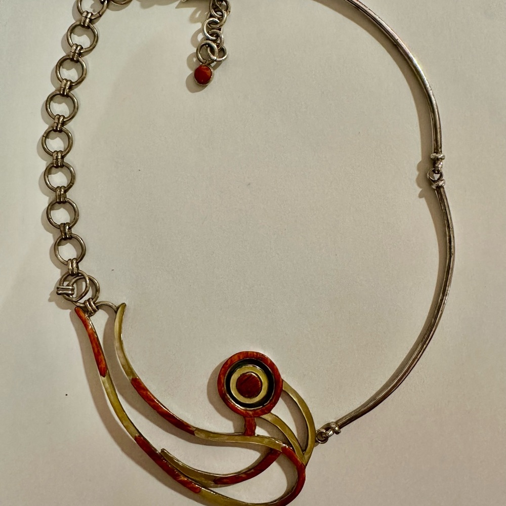 Mexican Silver Marked 950 Elegant Opal Inlaid Swi… - image 2